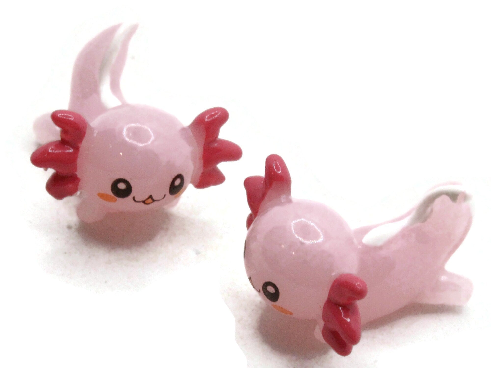 2 26mm Light Pink Axolotl Charms Resin Miniature Animal Cabochons